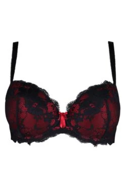 Amour Padded Balconette Bra - Black/Scarlet -Sultry Curve 236678 20230830165400