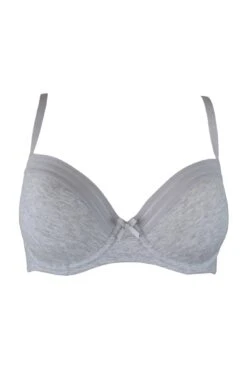 Twist Cotton Padded T-Shirt Bra - Grey Marl -Sultry Curve 236782 20201126154900