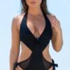 Castaway Tie Cut Out Swimsuit - Black -Sultry Curve 236865 20201126154900