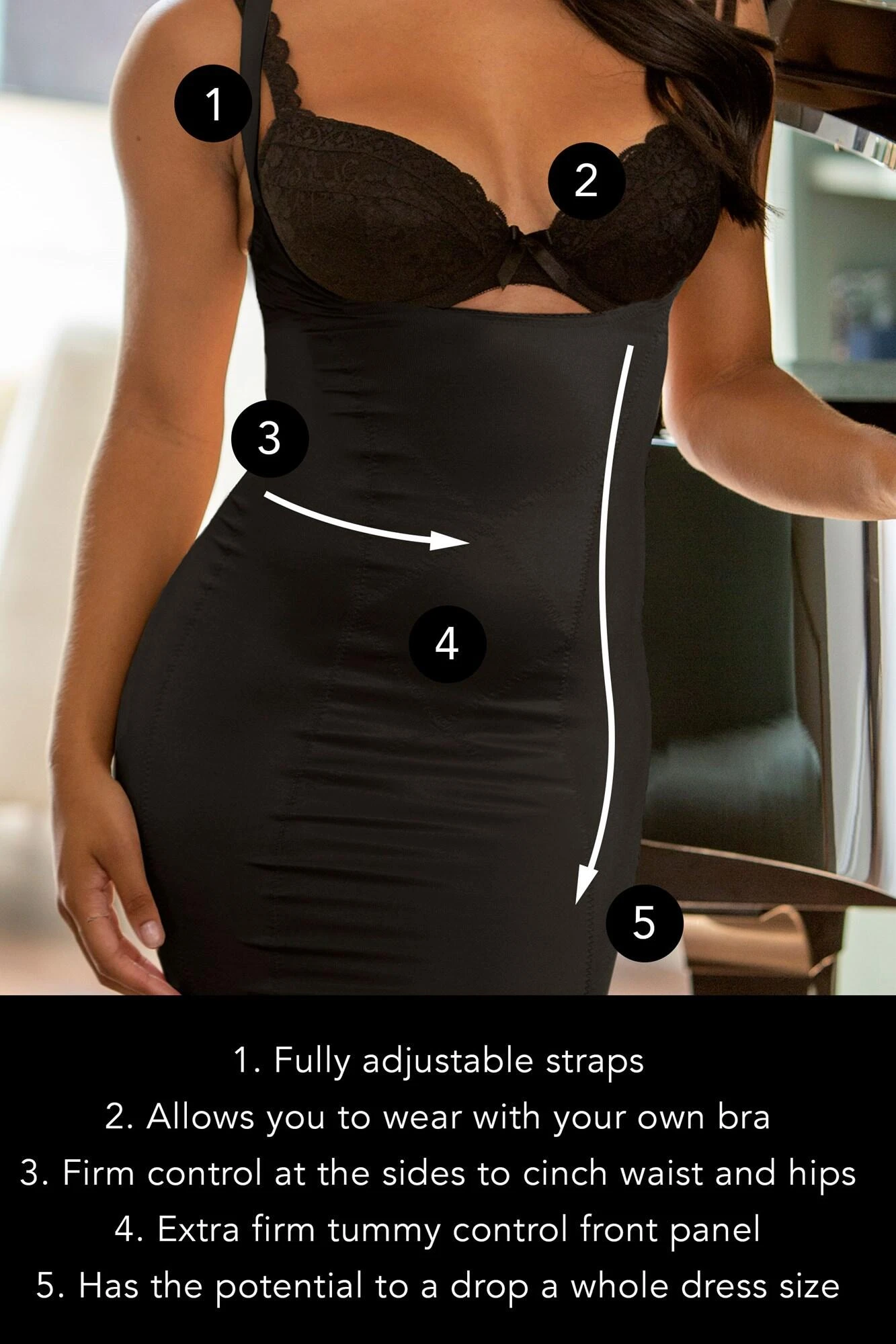 Hourglass Firm Control Wear Your Own Bra Slip - Black 6 Hourglass Firm Control Wear Your Own Bra Slip - Black - Image 4