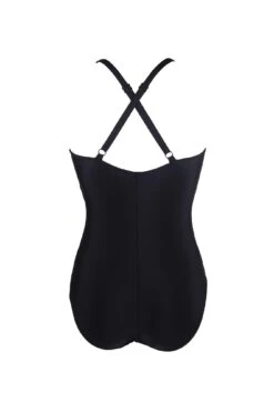 Energy Chlorine Resistant V Neck Linear Swimsuit - Black -Sultry Curve 238042 20201126155100