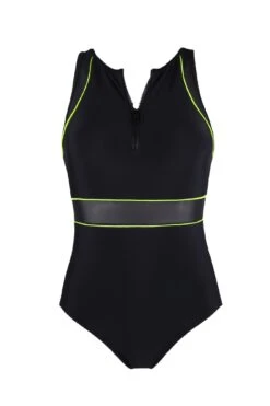Energy Chlorine Resistant High Neck Zip Front Swim - Black -Sultry Curve 238050 20220819161300