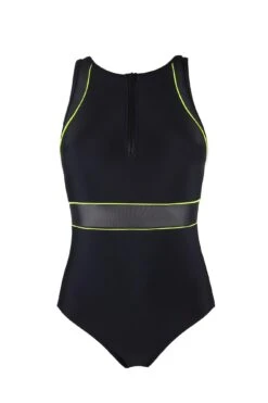 Energy Chlorine Resistant High Neck Zip Front Swim - Black -Sultry Curve 238052 20220819161300
