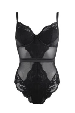 Satin Luxe And Lace Underwired Body - Black -Sultry Curve 239352 20221027101800