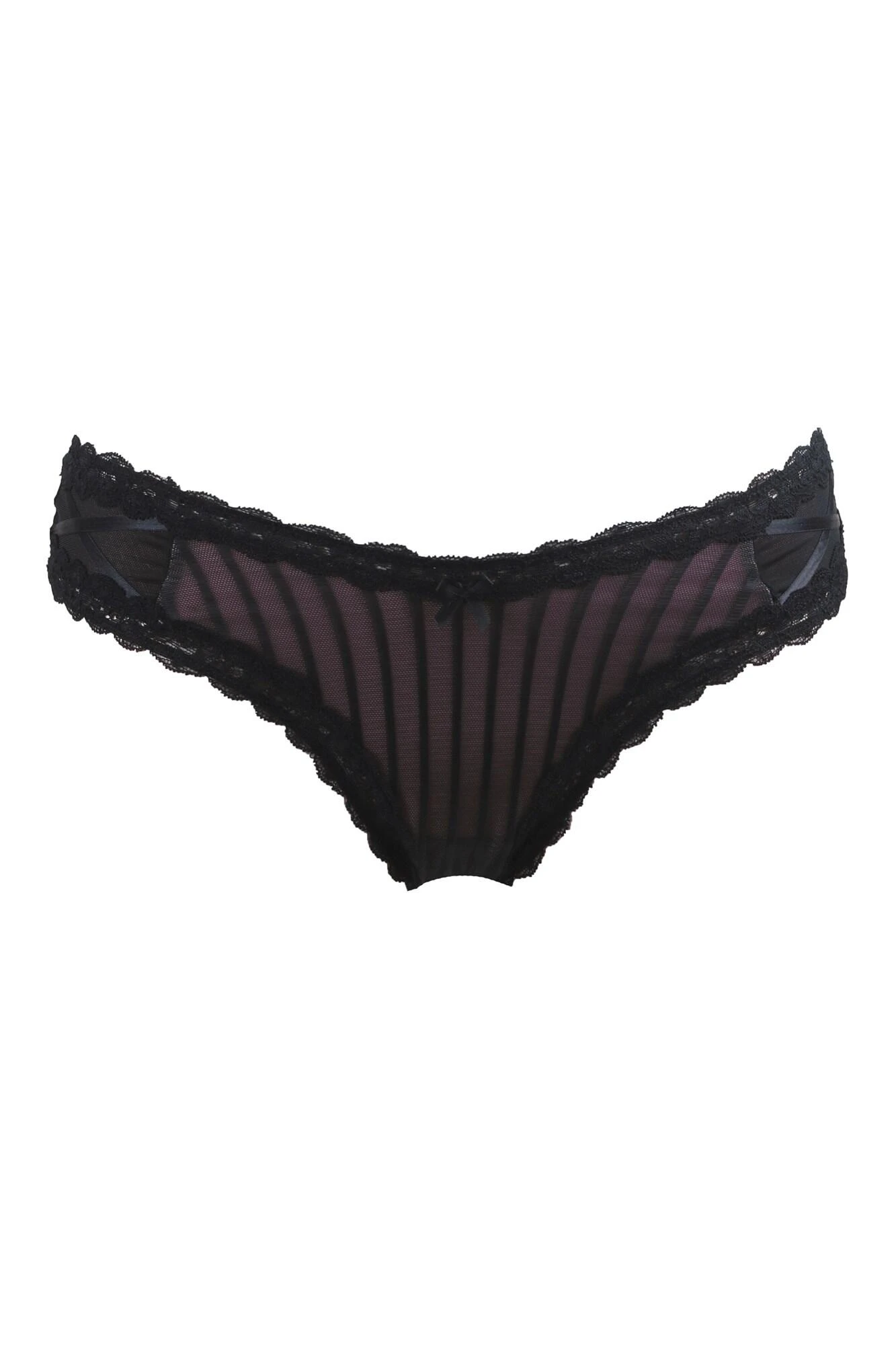 Luxe Linear V Shaped Brazilian Brief - Black/Blush 6 Luxe Linear V Shaped Brazilian Brief - Black/Blush - Image 4