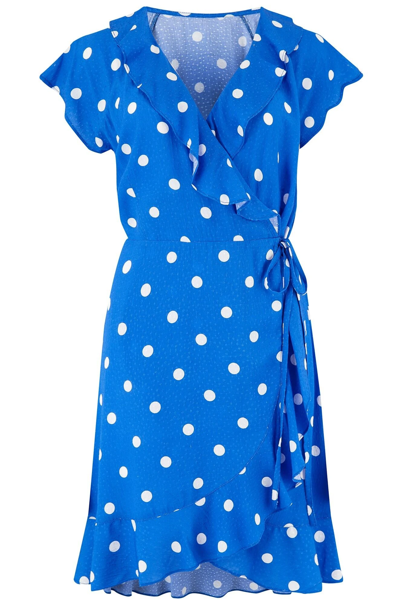 Textured Woven Wrap Beach Dress - Blue/White 7 Textured Woven Wrap Beach Dress - Blue/White - Image 5
