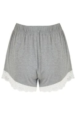 Sofa Loves Lace Soft Jersey Short - Dove Grey/Ivory -Sultry Curve 244935 20221103120400
