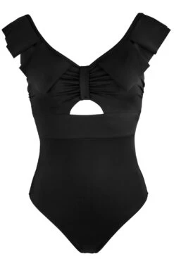 Space Frill Non Wired Swimsuit - Black -Sultry Curve 245966 20220503123600
