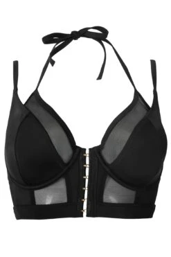 Space Double Strap Front Fastening Underwired Top - Black -Sultry Curve 247922 20210831152800