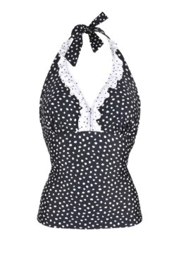 Hot Spots Underwired Tankini Top - Black/White -Sultry Curve 248247 20210420172900