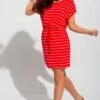 Jersey T-Shirt Dress - Red/White 1 Jersey T-Shirt Dress - Red/White -Sultry Curve 248632 20210414100500
