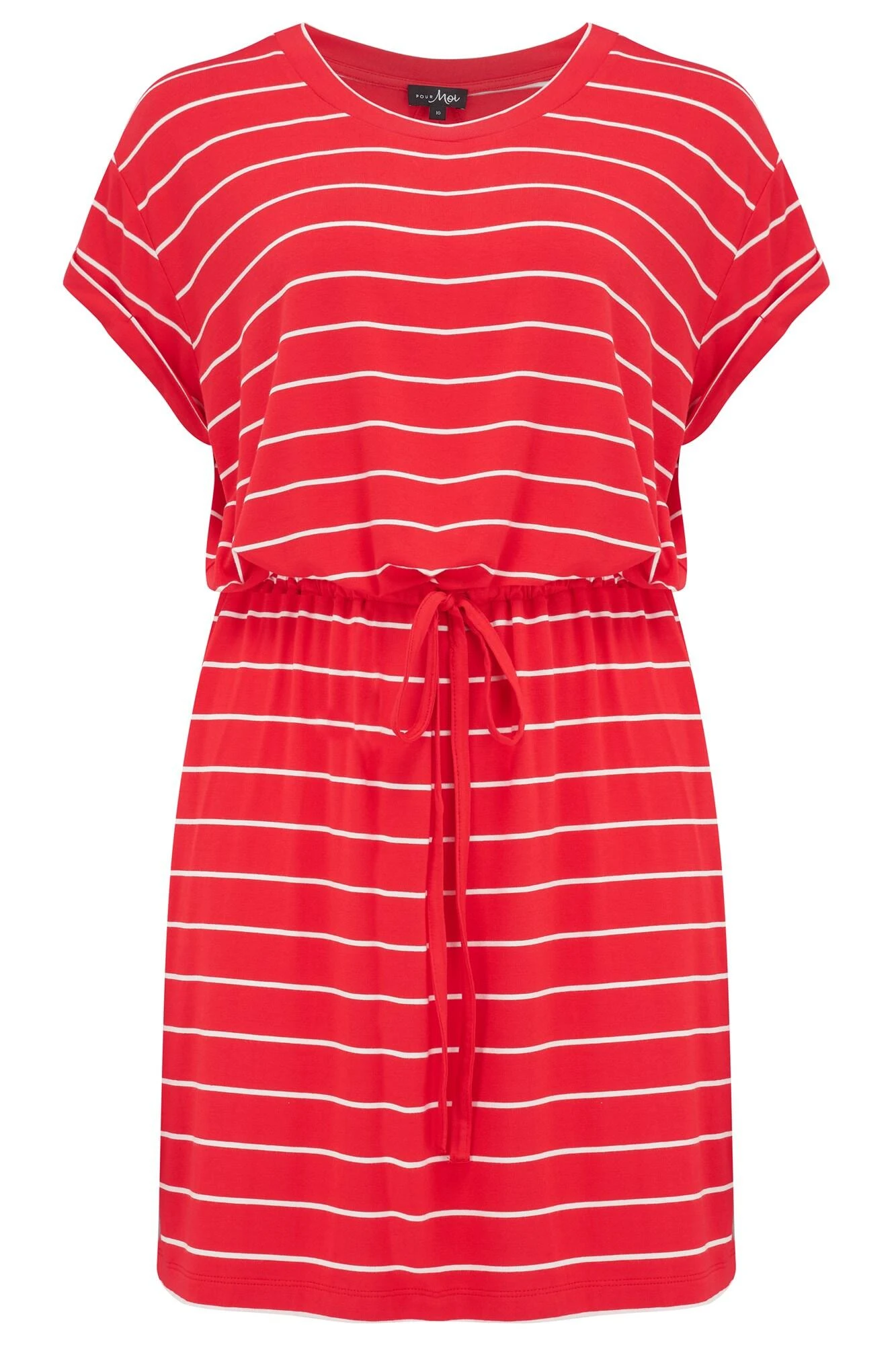 Jersey T-Shirt Dress - Red/White 6 Jersey T-Shirt Dress - Red/White - Image 4