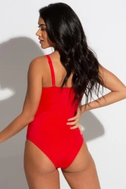 Ruched Pleated Control Swimsuit - Red -Sultry Curve 248841 20220926120000
