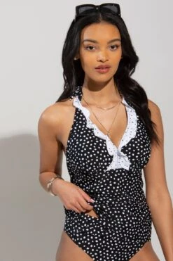 Hot Spots Underwired Tankini Top - Black/White -Sultry Curve 252431 20210420172900