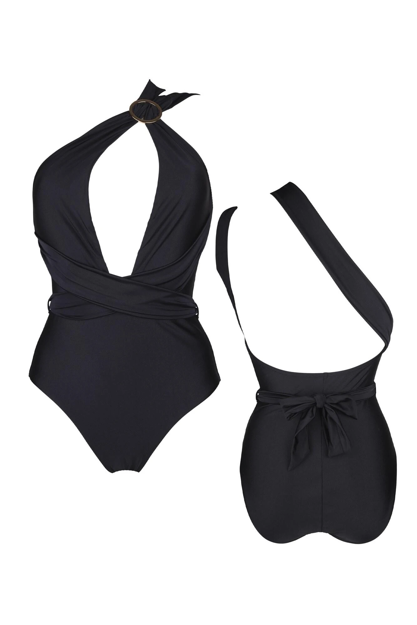 India Multi Style Wrap Swimsuit - Black 6 India Multi Style Wrap Swimsuit - Black - Image 4