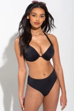 Space Padded Plunge Top - Black -Sultry Curve 254019 20210510100100