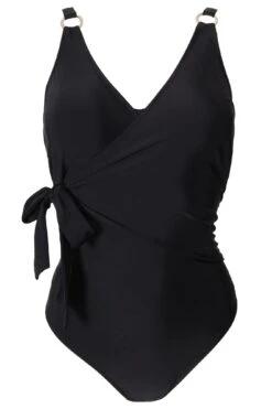 Samoa Wrap Over Control Swimsuit - Black -Sultry Curve 256366 20210629095400