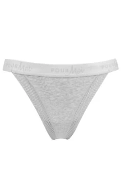Love To Lounge Logo Cotton Thong - Grey Marl -Sultry Curve 258867 20230526135700