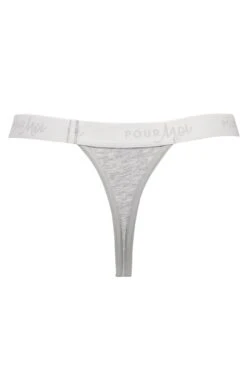Love To Lounge Logo Cotton Thong - Grey Marl -Sultry Curve 258868 20230526135700
