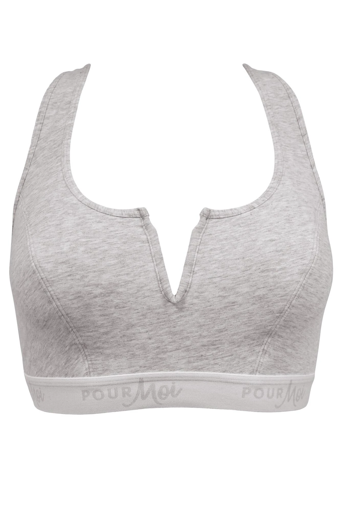 Love To Lounge Logo Cotton Non Wired Crop Top - Grey Marl 6 Love To Lounge Logo Cotton Non Wired Crop Top - Grey Marl - Image 4