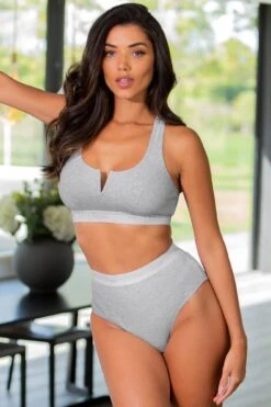 Love To Lounge Logo Cotton Deep Brief - Grey Marl -Sultry Curve 258899 20230526124900