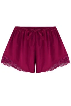 Dusk Satin Lace Trim Cami And Short - Berry -Sultry Curve 261226 20230125150400