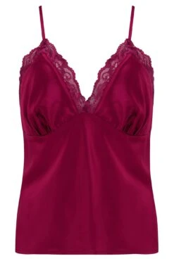 Dusk Satin Lace Trim Cami And Short - Berry -Sultry Curve 261227 20230125150400