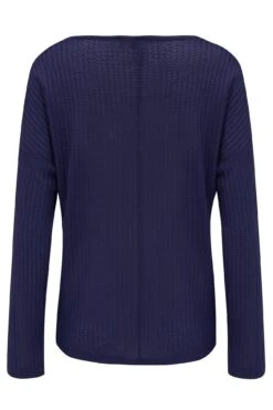 Waffle Knit Ruche Front Long Sleeve Top - Navy 15 Waffle Knit Ruche Front Long Sleeve Top - Navy -Sultry Curve 262380 20230125143000