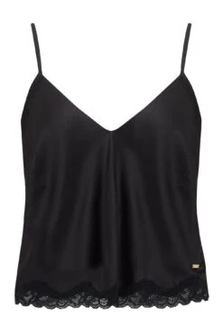 India Satin And Lace Cami And Short Pyjama Set - Black -Sultry Curve 265224 20211007151900