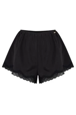 India Satin And Lace Cami And Short Pyjama Set - Black -Sultry Curve 265228 20211007151900