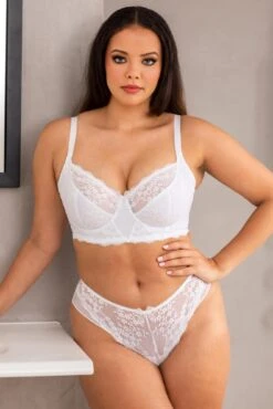 Flora Longline Underwired Bra - White -Sultry Curve 269039 20230522131000