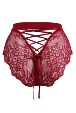 Dark Romance Deep Lace Up Brief - Red/Black -Sultry Curve 270849 20221111165200