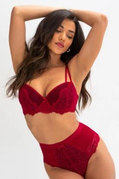 Dark Romance Deep Lace Up Brief - Red/Black -Sultry Curve 270852 20221111165200