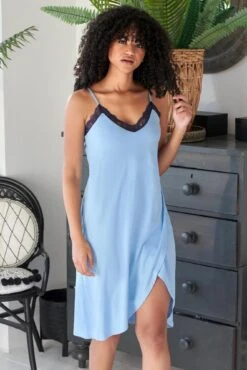 Sofa Loves Lace Hidden Support Midi Chemise - Blue/Navy -Sultry Curve 271612 20220330091900