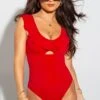 Space Frill Non Wired Swimsuit - Red -Sultry Curve 271878 20211214102100