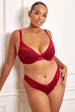 Luxe Linear V Shaped Brazilian Brief - Red/Black -Sultry Curve 273132 20220121170800
