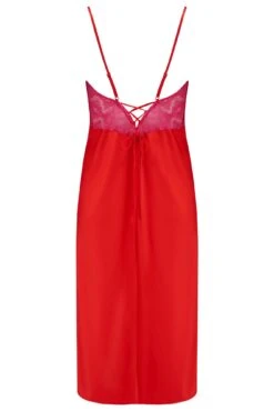 Lace Mix Satin Midi Chemise - Red/Pink 15 Lace Mix Satin Midi Chemise - Red/Pink -Sultry Curve 273548 20220330094100