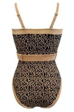 Casablanca Removable Straps Belted Control Swimsui - Black/Gold -Sultry Curve 274799 20220211134200