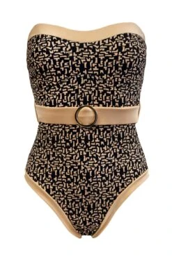 Casablanca Removable Straps Belted Control Swimsui - Black/Gold -Sultry Curve 274802 20220211134200