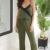 Sofa Loves Lace Soft Jersey Trouser - Khaki/Black -Sultry Curve 275305 20220215140900