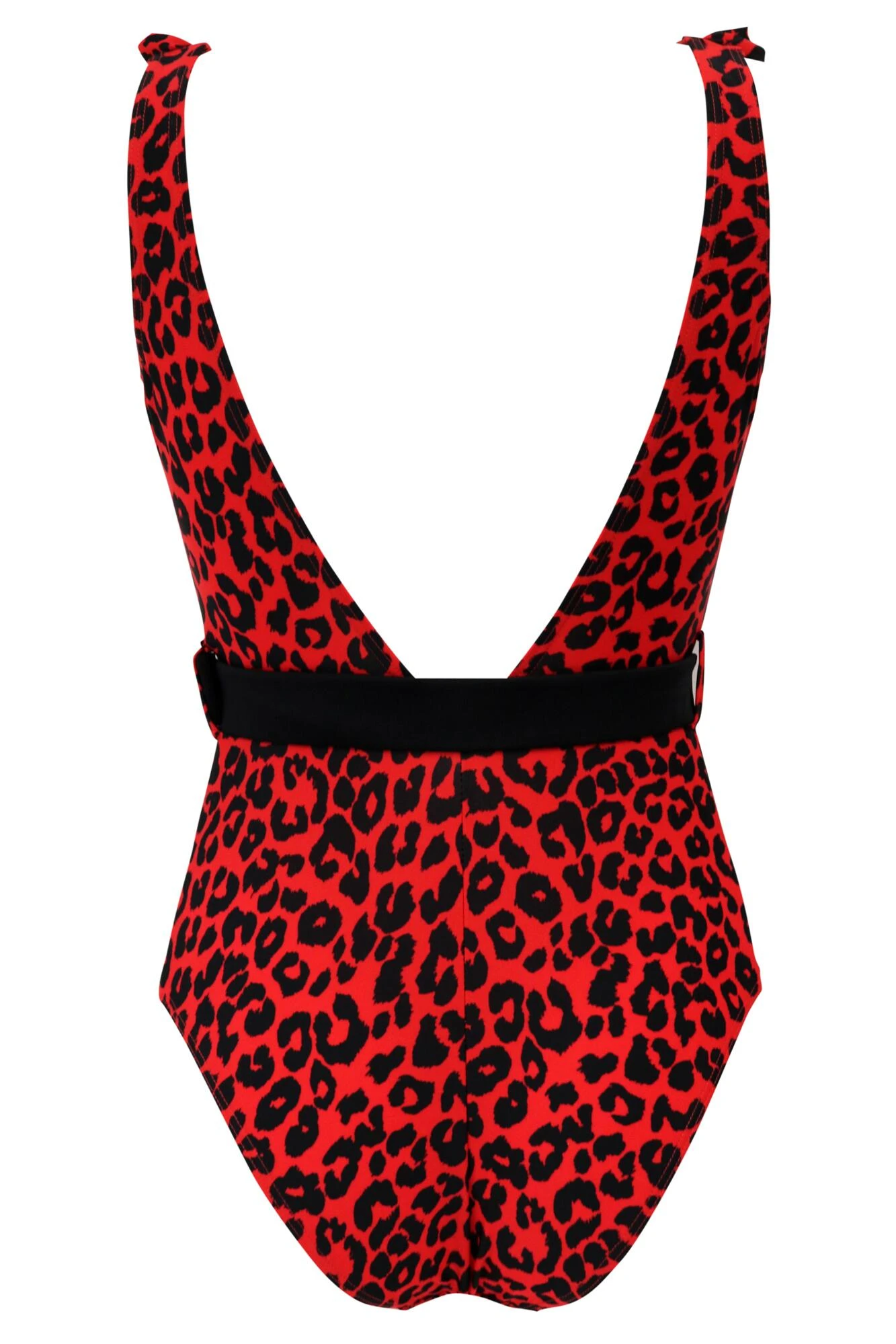 Frill Neck Belted Control Swimsuit - Red Leopard 9 Frill Neck Belted Control Swimsuit - Red Leopard - Image 7