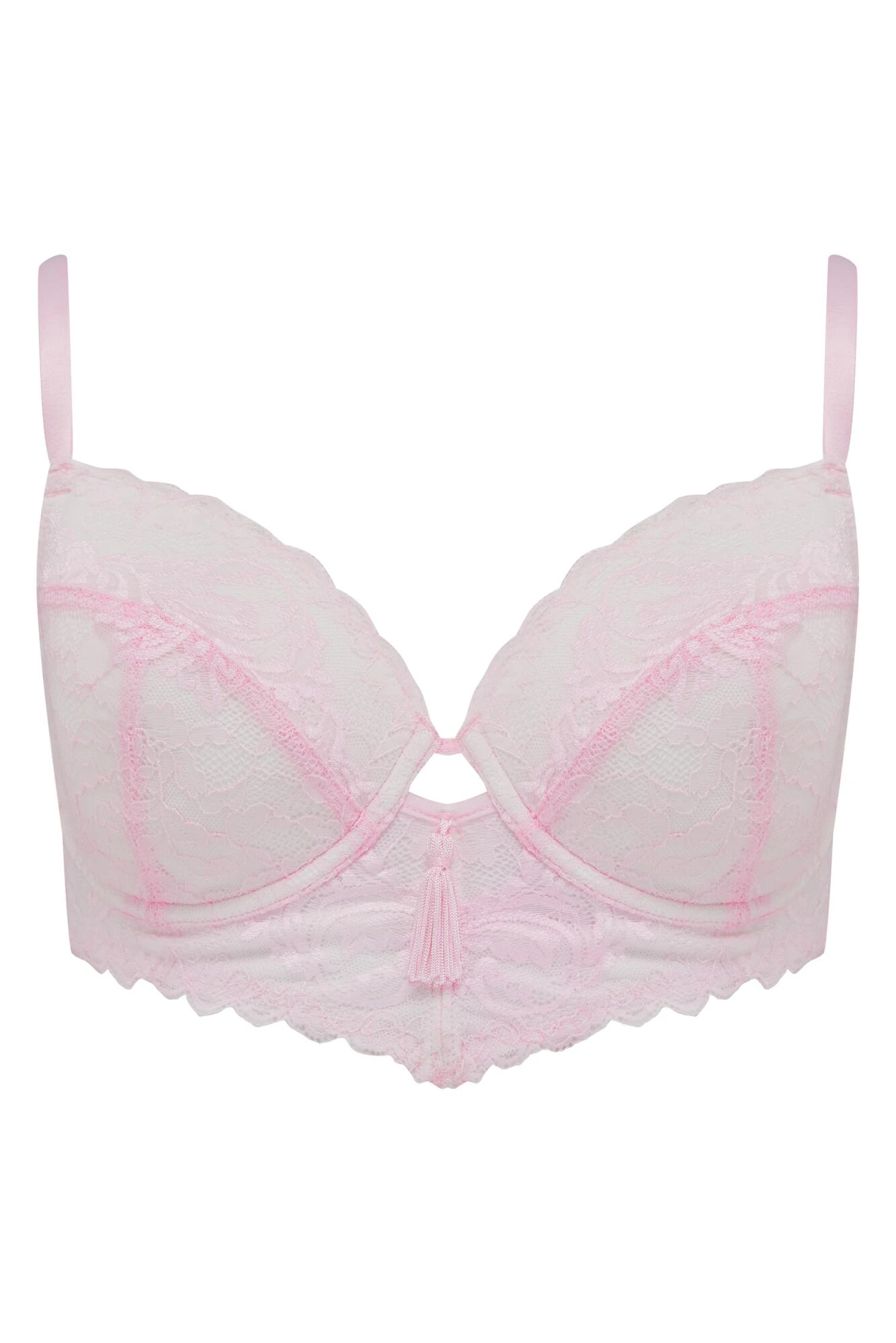 Parisienne Padded Longline Bra - Pink/Cream 7 Parisienne Padded Longline Bra - Pink/Cream - Image 5