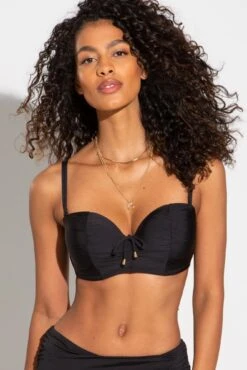 Santa Cruz Strapless Lightly Padded Underwired Top - Black -Sultry Curve 279045 20230814153600