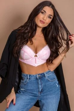 Parisienne Padded Longline Bra - Pink/Cream 10 Parisienne Padded Longline Bra - Pink/Cream -Sultry Curve 279952 20220504155500