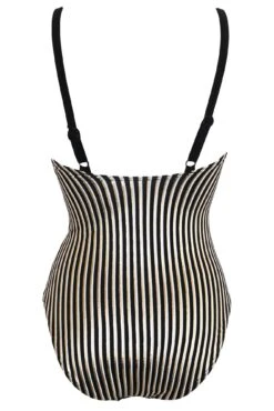 Radiance V Neck Control Swimsuit - Black/White/Gold -Sultry Curve 280259 20220322165200