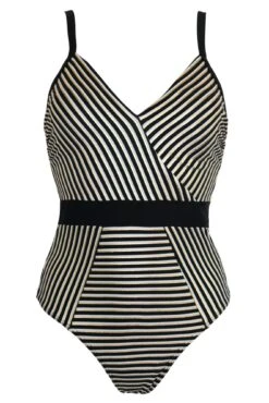 Radiance V Neck Control Swimsuit - Black/White/Gold -Sultry Curve 280260 20220322165200