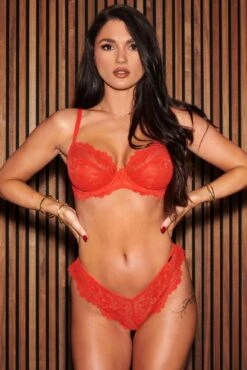 India Eyelash Lace V Brief - Orange