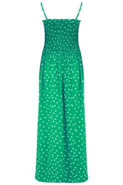 Removable Straps Shirred Bodice Maxi Dress - Green/White 13 Removable Straps Shirred Bodice Maxi Dress - Green/White -Sultry Curve 281092 20230518120900