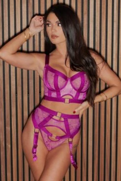 India Embroidery Suspender - Orchid