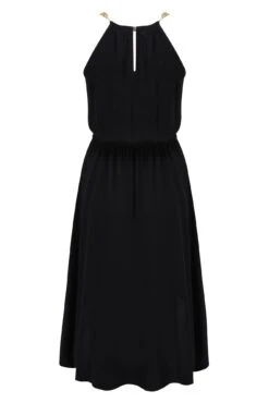 Gold Chain High Neck Beach Dress - Black -Sultry Curve 281569 20220404120100